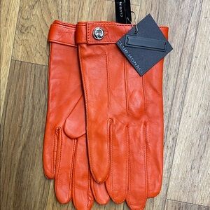 Club Monaco Bold Orange Leather Gloves